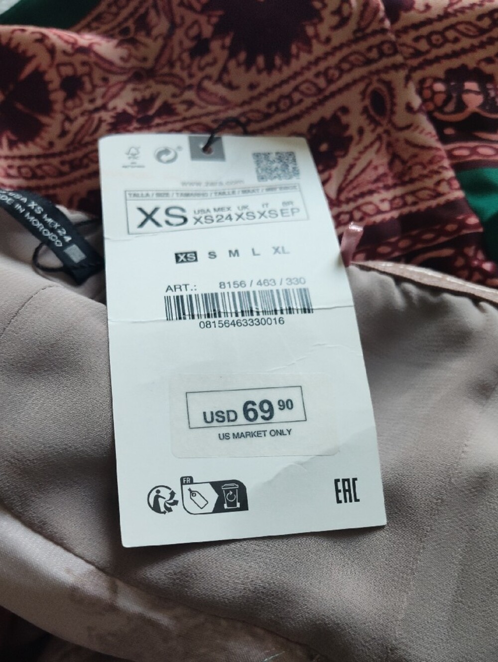 Zara Strapless Paisley Maxi Dress in Pink with Green Trim - Picture 7 of 11